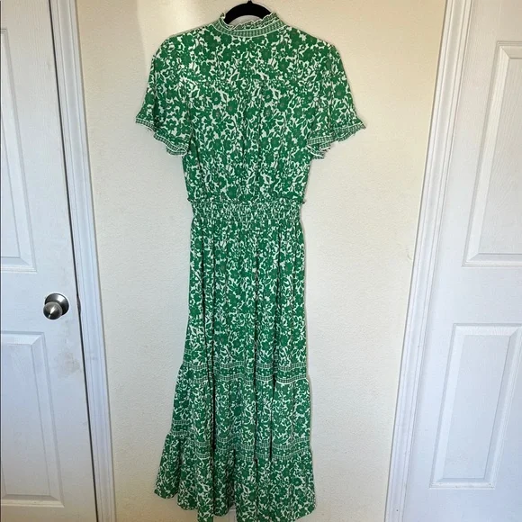 Max Studio Green and White Floral Tiered Midi Dress - Picture 8 of 8